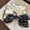 Cream Polka Dot Scrunchie with Black Bandana Bow Tie view 6