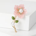 Translucent Flower Stem Brooch in Soft Pink or White view 2