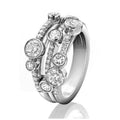 Floating Round Stone Multi-Row Ring In Three Metal Finishes view 7
