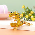 Jeweled Dinosaur Character Keychains in Green, Red and Yellow view 8