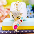 Jeweled Fox Keychain Collection With Crystal Crowns and Plush Tails view 12