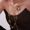 Gold Leopard Acrylic Circle Long Sweater Necklace Chain view 2