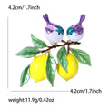 Enamel Lemon Branch Brooch Two Birds Brown or Purple view 7