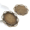 Ornate Oval Cabochon Pendant Bezel Settings in Three Finishes view 3
