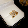 Gold Tone Double Bar Crystal Huggie Earrings for Women view 6