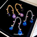 Braided Metal Arch and Colorful Teardrop Statement Earrings view 4
