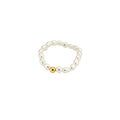 Gold Pearl Bead Ring and Slim Gold Stack Ring Styles view 5