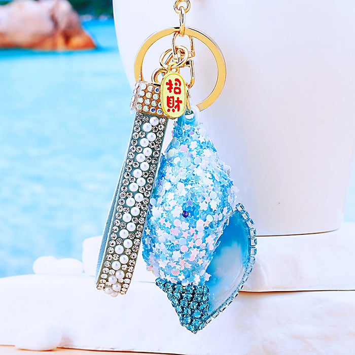 Star Filled Conch Shell Keychains in Seven Colors plus Assorted Option