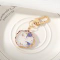 Gold Tone Irregular Round Pressed Flower Resin Clip Keychains view 9