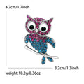 Pink and Blue Crystal Owl Brooch Perched on Silver Tone Branch view 6