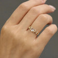 Gold Tone Moonstone Look Cabochon Ring Clear Accents Sizes 6-10 view 3