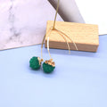 Gold Tone Long Wire Textured Resin Ball Drop Earrings view 7