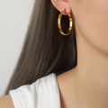 Large Polished Oval O-Hoop Earrings Gold Tone Metal view 6