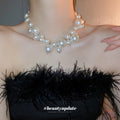 White Mixed Size Pearl Choker Necklace Silver Clasp view 3