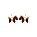 Flocked Horse Pearl Stud Earrings Decorative Jewelry Design view 5