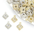 Open Square Crystal Charms in Gold and Silver Tone Finishes view 1