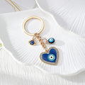 Rhinestone Blue Evil Eye Keychains in Heart, Round and Eye Shapes view 3