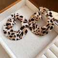 Animal Print Open Circle Fabric Drop Earrings in Three Colors view 7