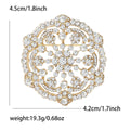 Round Crystal Filigree Brooch in Gold or Silver Tone view 4