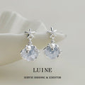 Silver Starfish Shell Glass Crystal Drop Earrings Pair view 1
