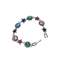 Silver Multicolor Crystal Star Link Bracelet Green Pink Blue view 5