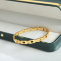 Gold Geometric Cutout Clasp Bangle Clear Zircon Accents view 6