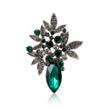 Leaf Cluster Crystal Brooch with Colored Teardrop Stone view 2