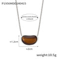 Tiger Eye Black Stone Oval Bean Pendant Necklaces Gold Steel view 8