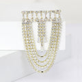 Rectangular Crystal Bar Brooch With Layered Chain Fringe view 4