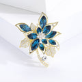 Large Marquise Crystal Flower Brooch in Blue or Pink view 4
