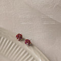 Mini Red Rose Flower Stud Earrings Metallic Finish Pair view 6