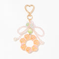 Iridescent Bead Ring Keychain Heart Clasp Flower Five Colors view 5