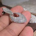 Silver Tone Pave Teardrop Hollow Drop Earrings Pair view 3
