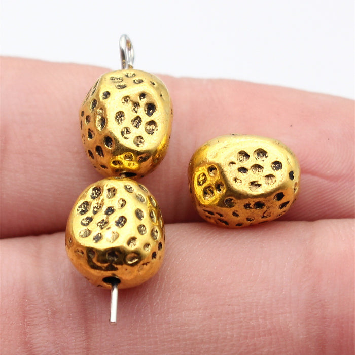 Hammered Irregular Spacer Bead in Antique Gold Tone