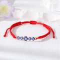 Red Woven Cord Five Flower Evil Eye Adjustable Bracelets view 3