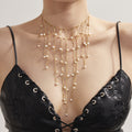 Stainless Steel Fringe Tassel Necklace Pearl Shell Bead Styles view 3