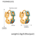 Gold Square Link Zircon Mini Huggie Earrings Colors view 12