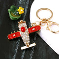 Jeweled Mini Rocket Keychain with Red Blue and White Enamel Details view 4