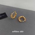Gold Silver Beaded Ball Metal Huggie Hoop Earrings view 3