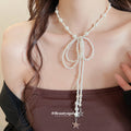 Beaded Bow Tie Necklace With Star Charms In Two Colorways view 3