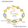 Gold Heart Link Marquise Czech Glass Bracelet Colors view 10
