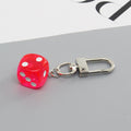 Colorful Transparent Acrylic Dice Clip Keychains in Seven Colors view 4