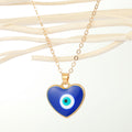 Gold Tone Blue Evil Eye Pendant Necklaces in Heart and Round Shapes view 3