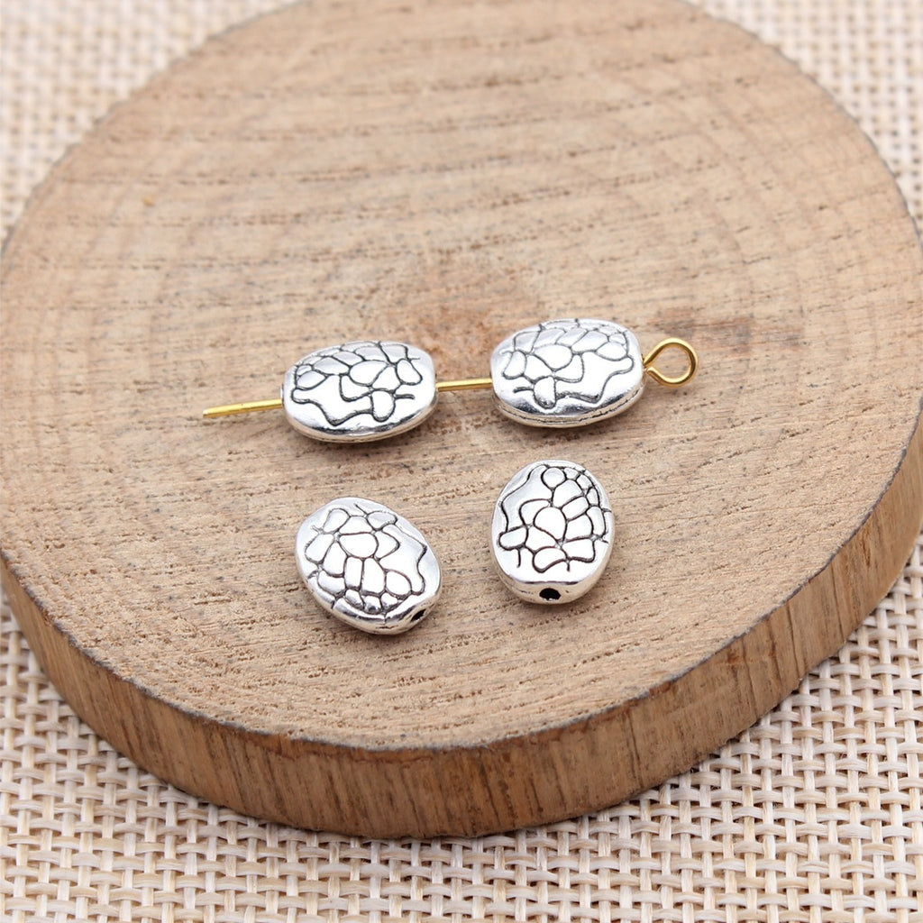 10x8.1x4mm 1.05g Multicolor Zinc Alloy Double Sided Pattern Oval Spacer Beads for Handmade Jewelry Making