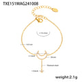 Crescent Moon Star Zircon Y Drop Necklaces Bracelets Gold Steel view 7
