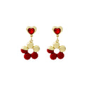 Heart Stud Flower Drop Earrings Red Black White Set view 5