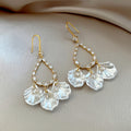 White Shell Petal Crystal Hook Earrings Fashion Earrings view 4