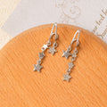 Mismatched Silver Star Chain Extra Long Huggie Earrings view 4