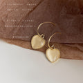 Gold-Tone Beaded Cat's Eye Glass Heart Open Hook Earrings view 4