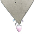 Silver Tone Chain Necklace With Flocked Pink Strawberry Pendant view 5